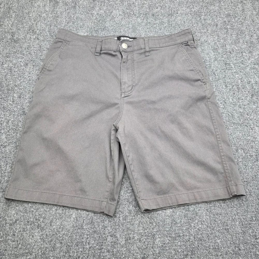 Quiksilver Mens Chino Shorts‎ Sz 34 Regular Gray Casual Flat Front Twill Stretch